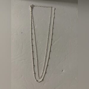 White House Black Market Double Layer Silver Necklace. 16”